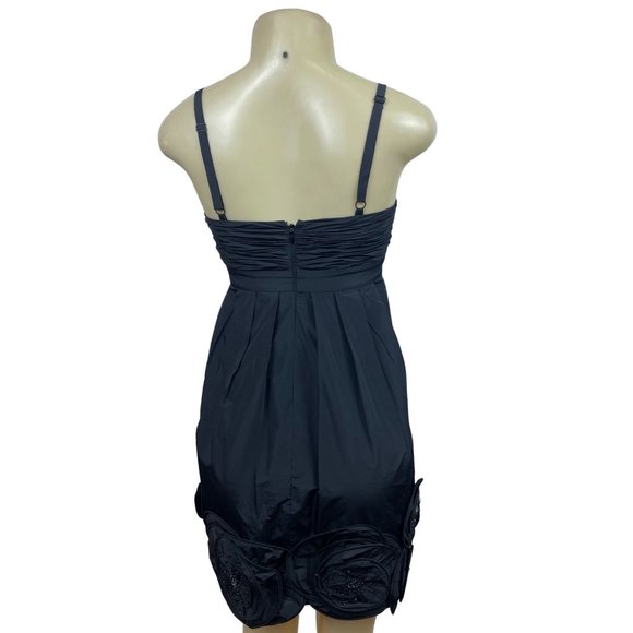 BCBG Max Azria Women’s Black Beaded Sequin Flower Cocktail Dress Sz O - Picture 12 of 14